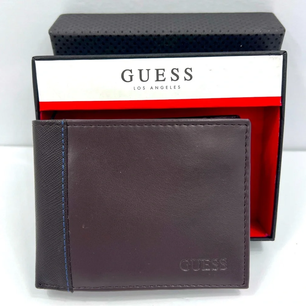 GUESS,MEN’S WALLET, BROWN, TRI FOLD, 9 CREDIT CARD HOLDER,4 HIDDEN COMPARTMENT